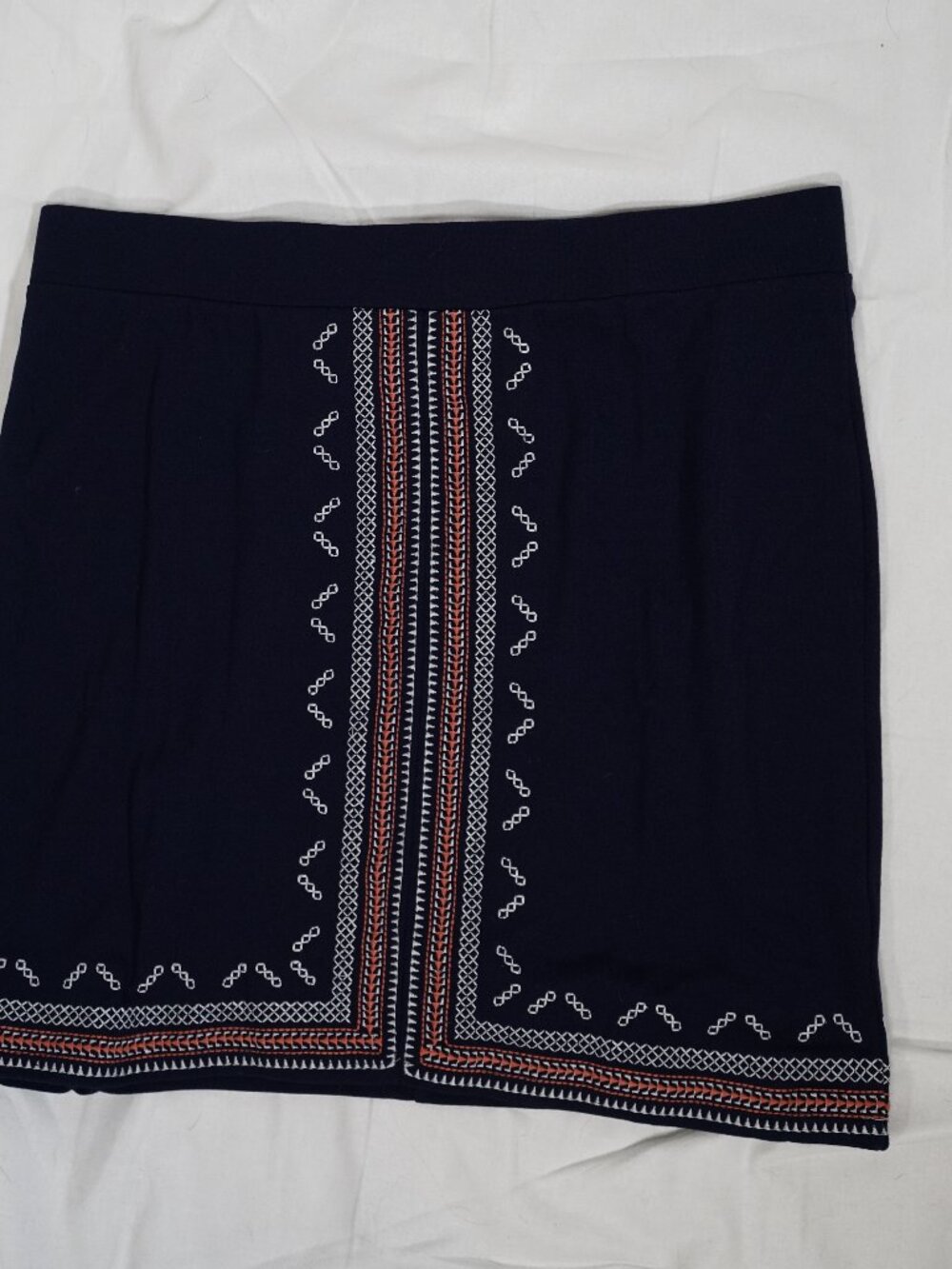 Navy Embroidered Mini Skirt Boho Coastal Preppy Summer Vacation Skirt